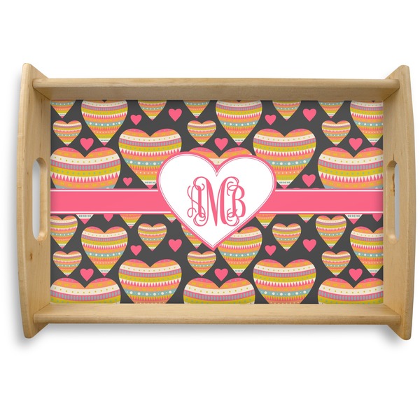 Custom Hearts Natural Wooden Tray - Small (Personalized)