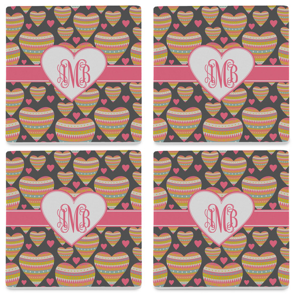 Hearts Set of 4 Sandstone Coasters - See All 4 View