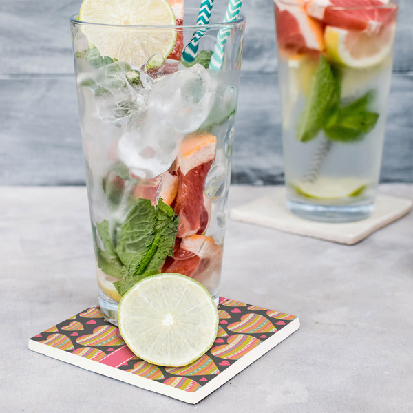 Hearts Set of 4 Stone Coasters - In Context View