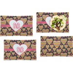 Hearts Set of 4 Glass Rectangular Lunch / Dinner Plate w/ Monogram
