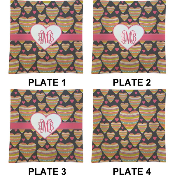 Hearts Set of Square Dinner Plates (Approval)