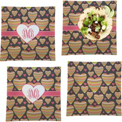 Hearts Set of 4 Glass Square Lunch / Dinner Plate 9.5" (Personalized)