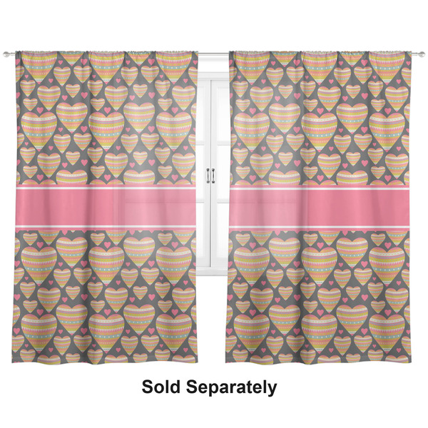 Hearts Sheer Curtains Double