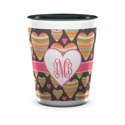 Hearts Ceramic Shot Glass - 1.5 oz - Two Tone - Set of 4 (Personalized)