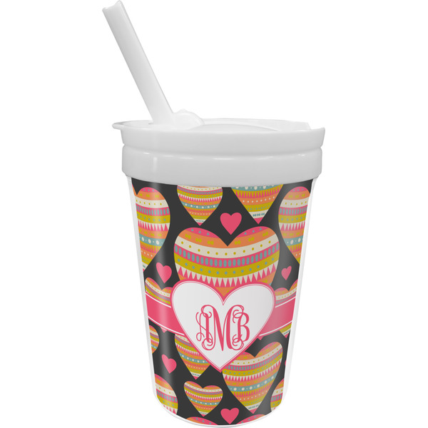 Custom Hearts Sippy Cup with Straw (Personalized)