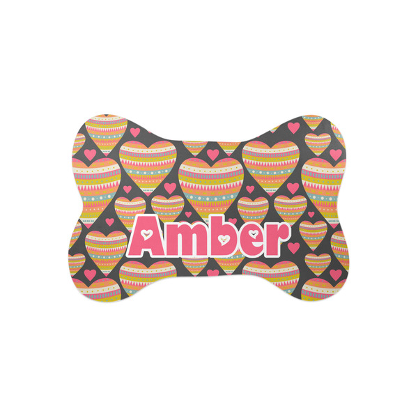 Custom Hearts Bone Shaped Dog Food Mat (Small) (Personalized)