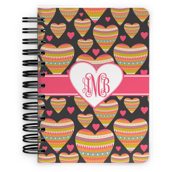 Custom Hearts Spiral Notebook - 5x7 w/ Monogram