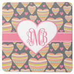 Hearts Square Rubber Backed Coaster (Personalized)