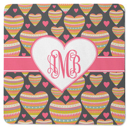 Hearts Square Rubber Backed Coaster (Personalized)