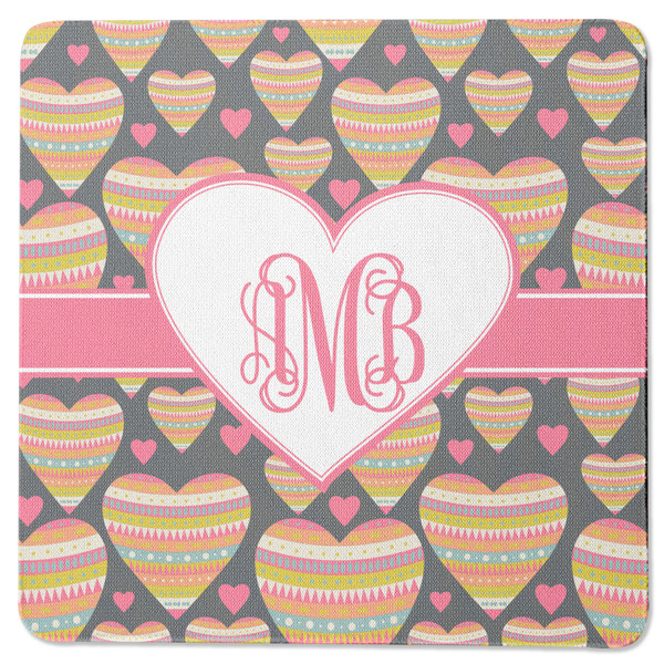 Custom Hearts Square Rubber Backed Coaster (Personalized)