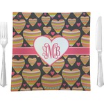 Hearts 9.5" Glass Square Lunch / Dinner Plate- Single or Set of 4 (Personalized)