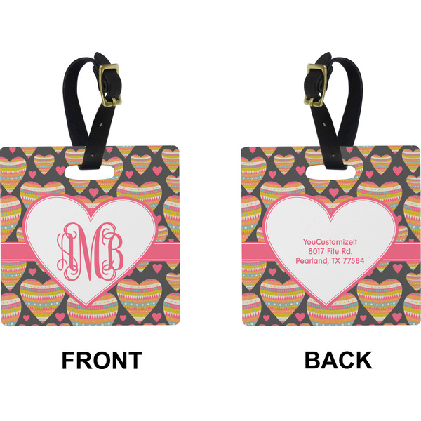 Hearts Square Luggage Tag (Front + Back)