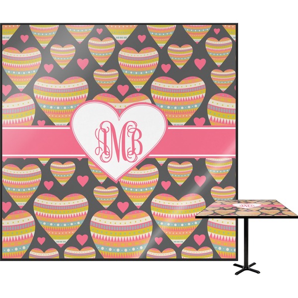 Custom Hearts Square Table Top - 24" (Personalized)
