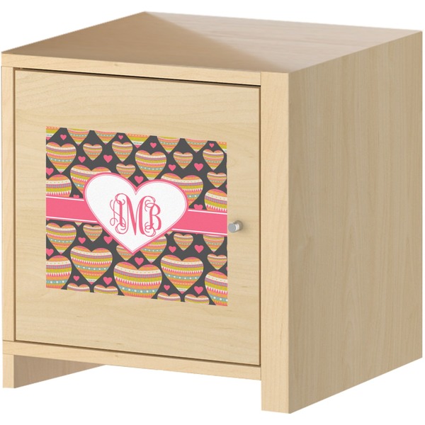 Hearts Square Wall Decal on Wooden Cabinet