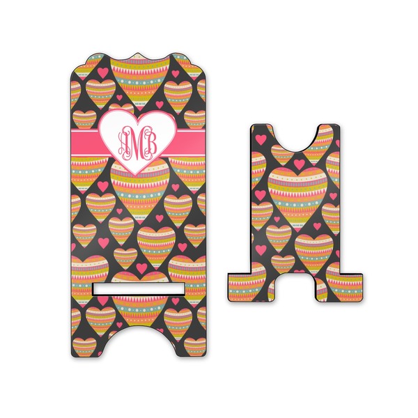 Hearts Stylized Phone Stand - Front & Back - Small