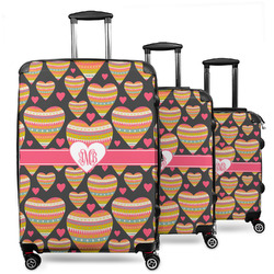 Hearts 3 Piece Luggage Set - 20" Carry On, 24" Medium Checked, 28" Large Checked (Personalized)