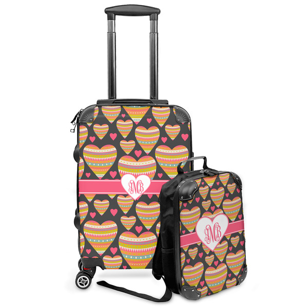 Custom Hearts Kids 2-Piece Luggage Set - Suitcase & Backpack (Personalized)