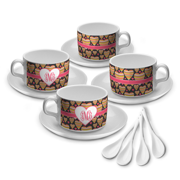 Custom Hearts Tea Cup - Set of 4 (Personalized)
