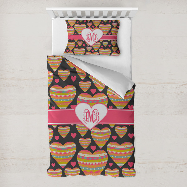 Custom Hearts Toddler Bedding w/ Monogram