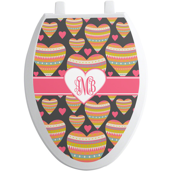 Custom Hearts Toilet Seat Decal - Elongated (Personalized)