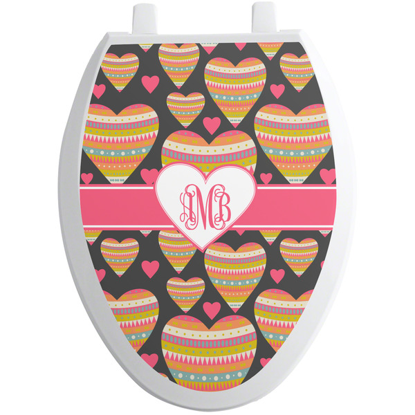 Hearts Toilet Seat Decal Elongated