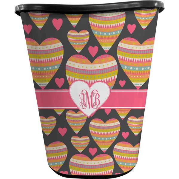 Hearts Trash Can Black