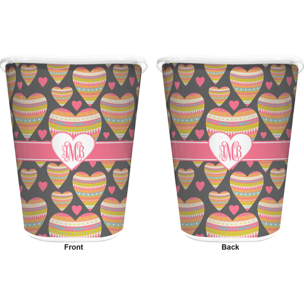 Hearts Trash Can White - Front and Back - Apvl
