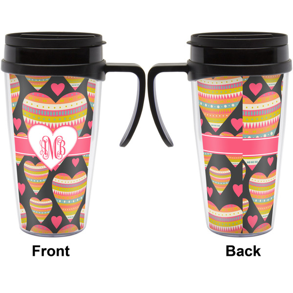 Hearts Travel Mug with Black Handle - Approval
