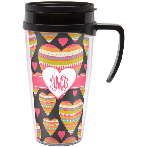 Custom Hearts Acrylic Travel Mug with Handle (Personalized)
