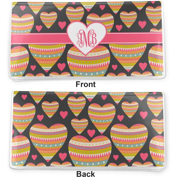 Hearts Vinyl Check Book Cover - Front and Back