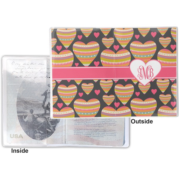 Hearts Vinyl Passport Holder - Flat Front and Back