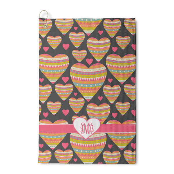 Custom Hearts Waffle Weave Golf Towel (Personalized)