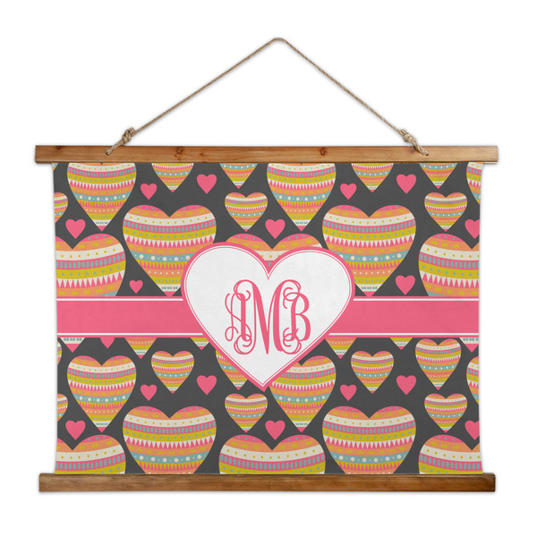 Custom Hearts Wall Hanging Tapestry - Wide (Personalized)