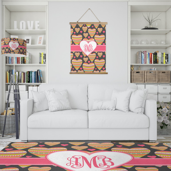 Hearts Wall Hanging Tapestry - Portrait - IN CONTEXT