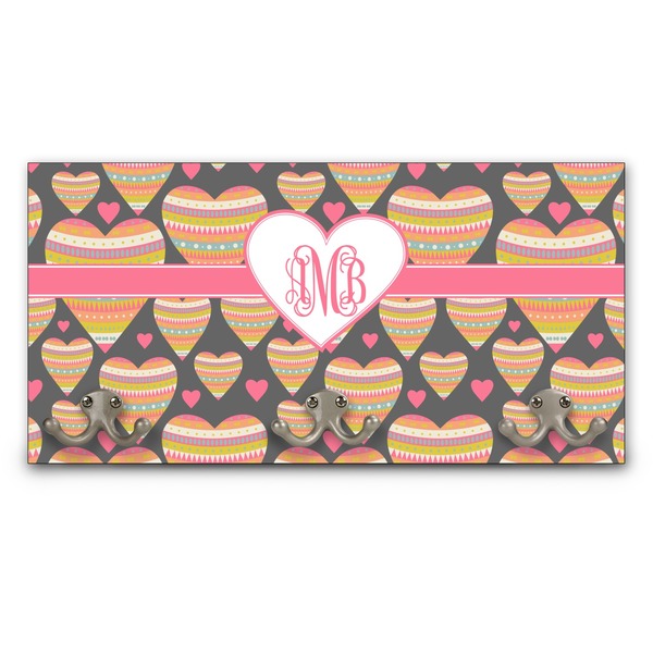 Custom Hearts Wall Mounted Coat Rack (Personalized)