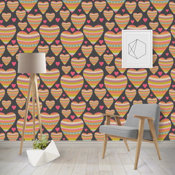 Custom Hearts Wallpaper & Surface Covering (Peel & Stick - Repositionable)