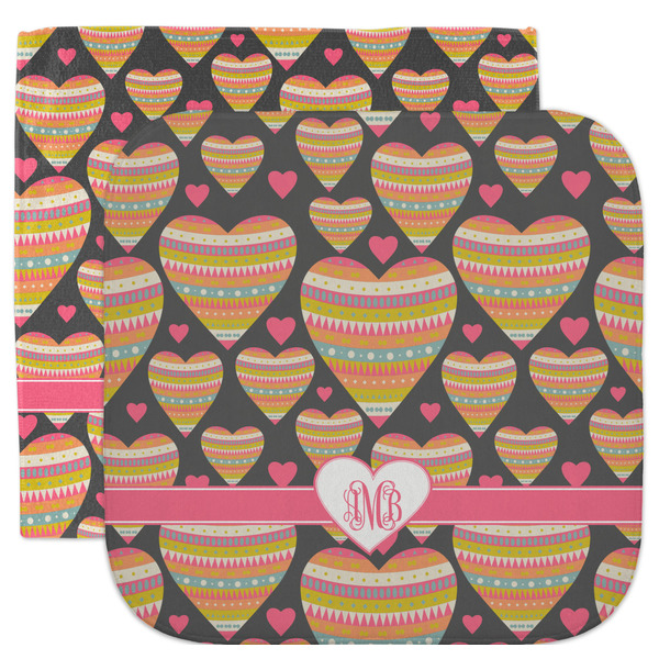Custom Hearts Facecloth / Wash Cloth (Personalized)