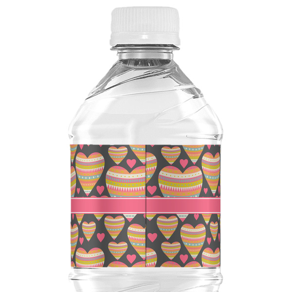 Hearts Water Bottle Label - Back View