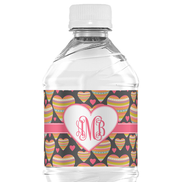 Custom Hearts Water Bottle Labels - Custom Sized (Personalized)