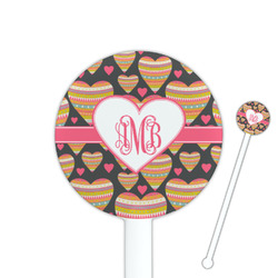 Hearts 5.5" Round Plastic Stir Sticks - White - Double Sided (Personalized)