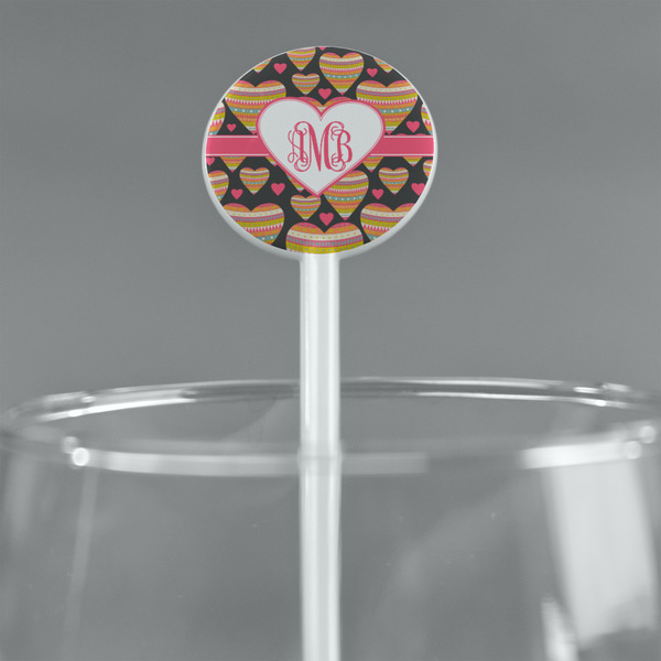 Hearts White Plastic 5.5" Stir Stick - Round - Main