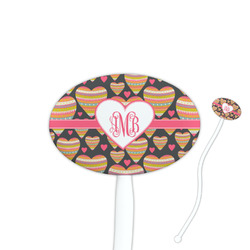 Hearts 7" Oval Plastic Stir Sticks - White - Double Sided (Personalized)