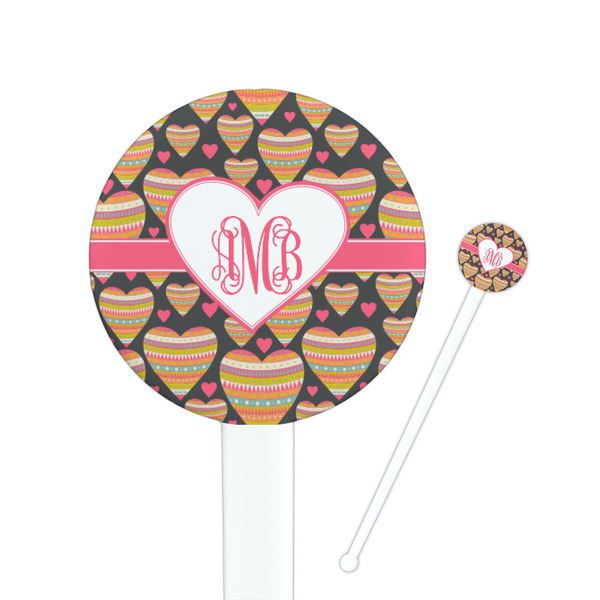 Custom Hearts Round Plastic Stir Sticks (Personalized)