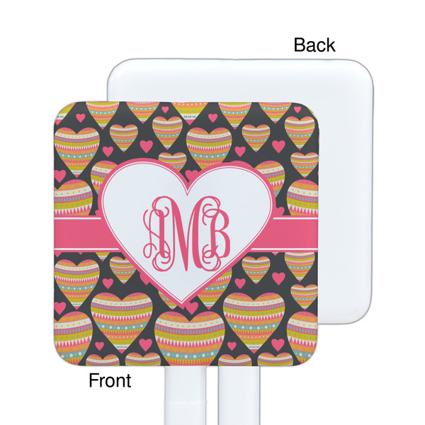 Hearts White Plastic Stir Stick - Single Sided - Square - Approval