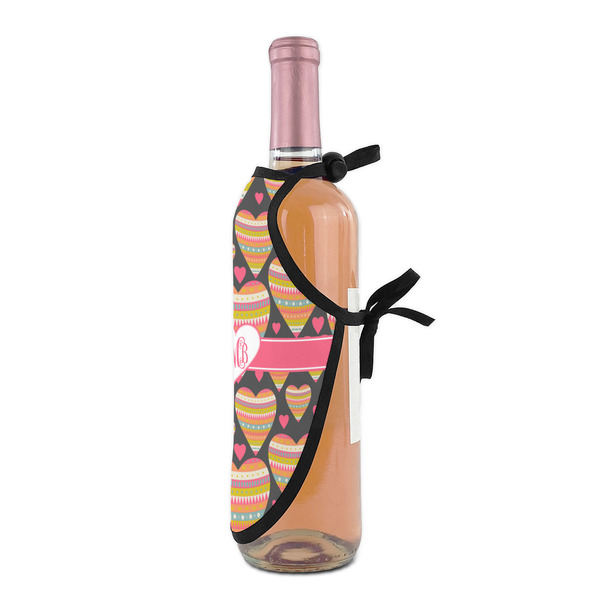 Hearts Wine Bottle Apron - DETAIL WITH CLIP ON NECK