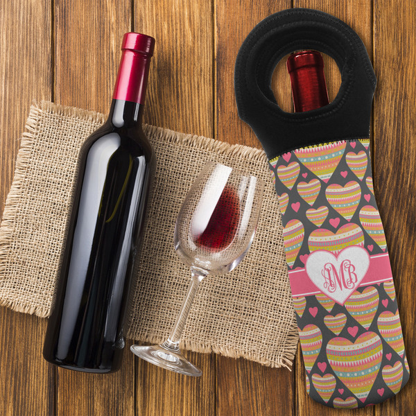 Hearts Wine Tote Bag - FLATLAY