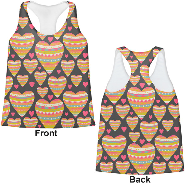Hearts Womens Racerback Tank Tops - Medium - Front and Back