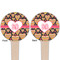 Hearts Wooden 4" Food Pick - Round - Double Sided - Front & Back