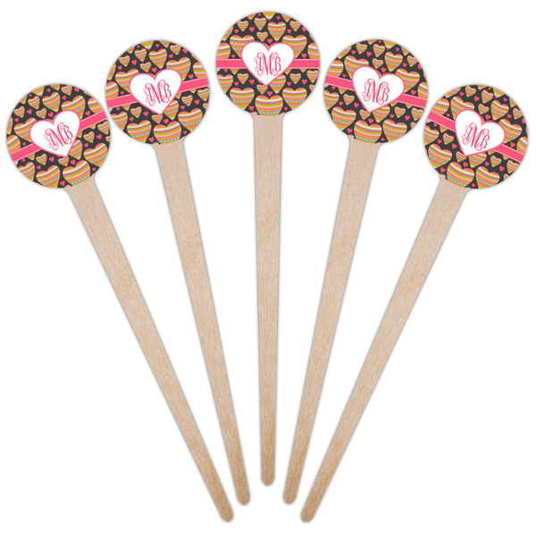 Hearts Wooden 4" Food Pick - Round - Fan View