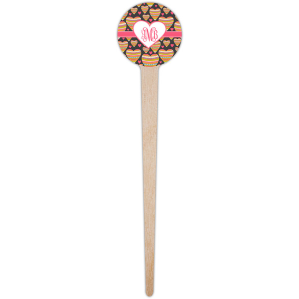Hearts Wooden 4" Food Pick - Round - Single Pick